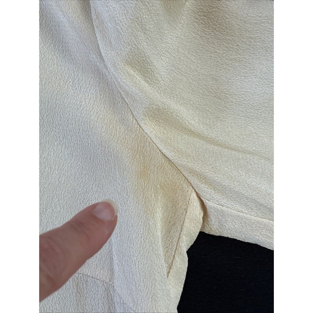 Trina Turk Long Sleeve Blouse Small? Ivory Statement Cuff Gold Buttons STAINS - Picture 15 of 16